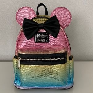 LoungeFly Minnie Mouse Pastel Sequined Mini Backpack